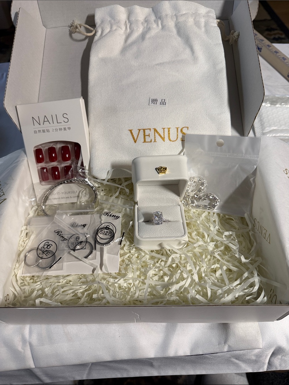 Venus Fashion Jewelry & Accessory Gift Bundle Set - Ring & Nails